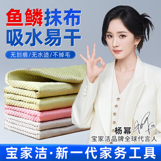 Baojiajie fish scale rag, dishcloth, glass wiping kitchen rag, scouring pad, increased water absorption, oil removal towel, 5 pack large size 30*40cm