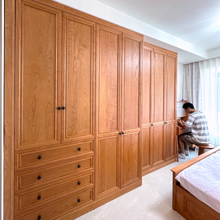 Good birds and good woods whole house cherry wood solid wood whole house customized furniture solid wood wardrobe porch electrical cabinet screen partition cabinet customized gold