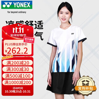 YONEX尤尼克斯羽毛球服跑步健身运动短袖短裙套装女2103925BCR白色O