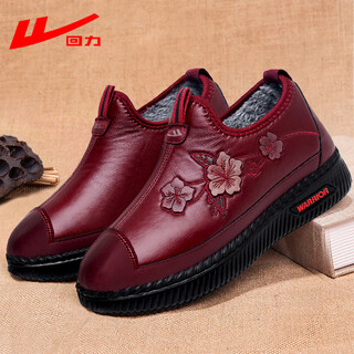Pull back old beijing cloth shoes mother's shoes winter velvet anti-slip warm old middle-aged women's shoes cotton shoes 1065 red 38