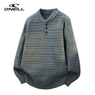 O neilloneill/o'neill autumn and winter sweater men's solid color versatile youth thickened sweater men's bottoming shirt light gray m