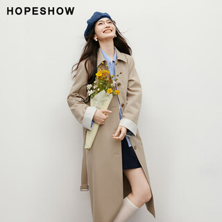 Red sleeve (hopeshow) red sleeve windbreaker british style women's lapel loose slender long jacket khaki m