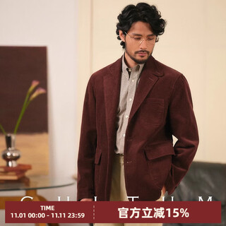 Cultum pure cotton corduroy business casual suit men's retro unlined jacket jacket suit brown red 190a /56a