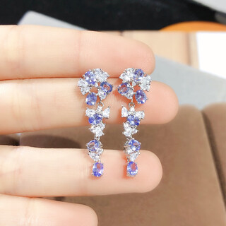 Qiwn2025 new tanzanite earrings gorgeous purple pure body exploding fire color 925 silver,