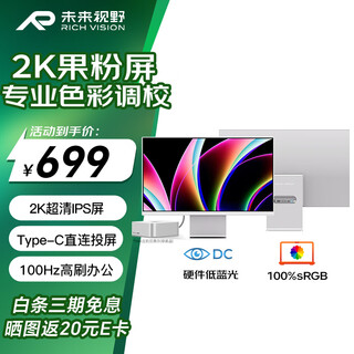RICHVISION未来视野  23.8英寸2K显示器IPS 100HZ 硬件低蓝光 Type-C 办公设计高清液晶电脑屏幕RV100miniQ