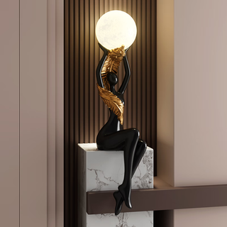 Light luxury and high-end entrance partition art soft decoration ornaments, high-end light luxury home living room wine cabinet furnishings, different feathers - lamp ball style, black and gold