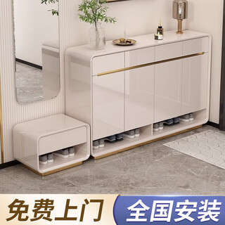 Leiyang light luxury entry shoe cabinet home door modern simple shoe cabinet new 2024 cream style solid wood painted entrance cabinet (floor standing 100cm shoe cabinet) bright paint