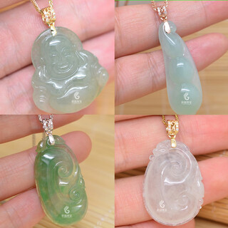 Micro-gift 18k gold buckle hollow filigree stone jade pendant button rose gold jade pendant clip buckle melon seed buckle 18k gold