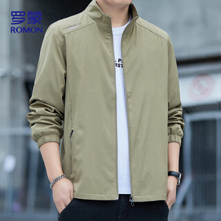 Lomon jacket men's autumn versatile and comfortable business casual stand collar executive cadre top jacket men 2366 khaki xl
