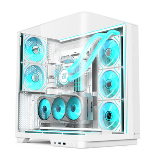 EMACHINES宏碁acer宙斯智幕UItra+电脑机箱三面玻璃一体式曲面玻璃海景房360水冷/Type-C/主板背插/显卡竖装 宙斯智幕UItra+V333R白色（曲面玻璃）