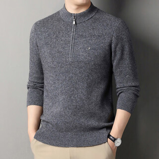 Deer king optim high-end brand cashmere sweater men's sweater 2025 new winter thickened and warm 100 pure cashmere bottoming sweater medium green gray l 170 recommended weight 120-140jin jin equals 0.5 kg