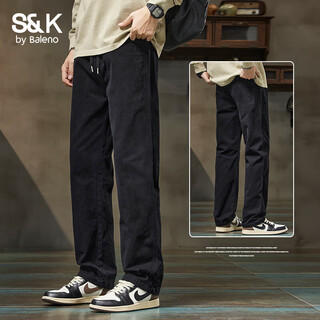 Baleno s&k series casual pants men's new autumn and winter loose straight trousers men's workwear pure cotton sports pants men 6023 black xl 125-145jin jin equals 0.5 kg