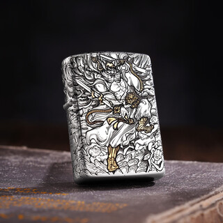 Zippo lighter genuine gold and silver armor tianshi zhongkui valentine's day gift windproof kerosene gift gold and silver tianshi zhongkui (dyj1) one size fits all