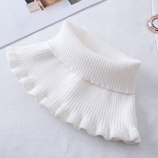 Cashmere neck cover for men and women stretch cervical warm wool thread knitted scarf high collar fake collar neck protector headband scarf white