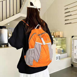 Fir mountain outdoor ultra-light women's summer folding backpack portable travel mountaineering bag 25l - spider orange/grey