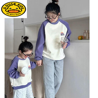 G.duck different parent-child outfits for a family of three mother and daughter 2025 new special parent-child outfits mother-child spring and autumn sweatshirts hit the street purple spring and autumn 150