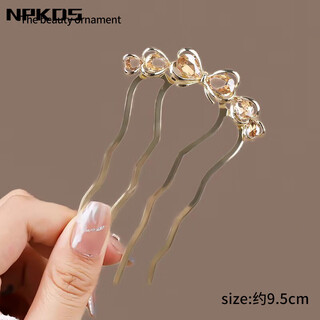 Npkds ball head hair fixing artifact for women 2025 new high-end four-tooth comb u-shaped hairpin hairpin ancient style hair accessories golden bow comb