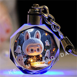 2025 hot ai version of labubu peripheral crystal luminous keychain labubu bag pendant for boys and girls toys dark night graduate laser color engraving edition gift box s