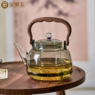 Gold inlaid jade glass tea kettle household high temperature resistant kettle large capacity tea health kettle electric ceramic stove bamboo shadow with fragrance