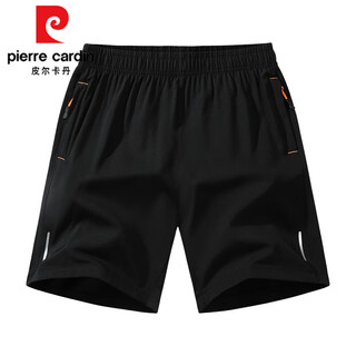 Pierre cardin shorts men's summer ice silk loose breathable thin casual sports simple five-point pants quick-drying sports shorts black 2xl 140-160jin jin equals 0.5 kg