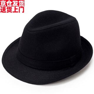 Fashionable and charming autumn and winter gentleman's hat woolen fabric thickened middle-aged and elderly men's jazz hat retro old man hat casual hat black l 60-61cm