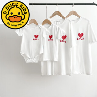 G.duck2025 korean version of loving parent-child outfit for a family of three and four baby cotton short-sleeved t-shirt family outfit photo shoot white 66 rompers 10-14jin jin is equal to 0.5 kg