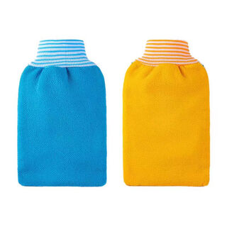 Fat donglai same style thick and thin double-sided bath towel for bathing household strong mud rub under gray medium sand double layer thickened coarse sand 2 pack blue + yellow