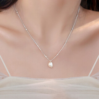 Fat donglai same style pearl pendant a freshwater necklace for women 2025 new summer light luxury s925 silver clavicle chain silver pearl necklace