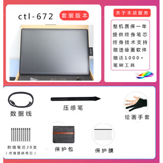 和冠（Wacom）CTl-672手绘写字板和冠电子bamboo671网课入门电脑绘画板 ctl-672豪华套装版 27.7x18.9cm