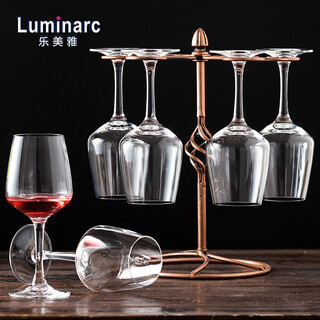 Luminarc crystal red wine glass lead-free household goblet set large-capacity glass wine glass european personalized wine glass wine set crystal cup 350ml six pack + cup holder