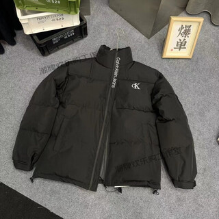 Calvin klein jeans winter new couple ck cotton coat stand collar warm down loose jacket same style cotton coat bun men and women thickening trend black xl 110-130