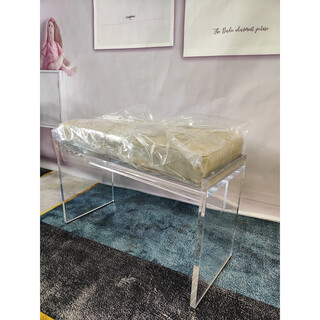 Fantasy acrylic shoe changing stool wabi style dressing stool upholstered piano bench stool light luxury creative home porch transparent color 48cm