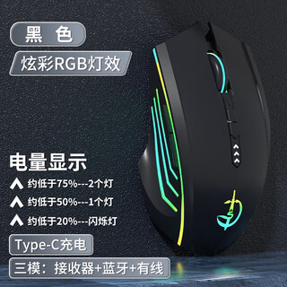 通天剑圣M800三模蓝牙无线鼠标屏显编程充电静音游戏电竞办公平板笔记本台式电脑男女通用 石墨黑-电显-宏编程-RGB灯效-12000DPI