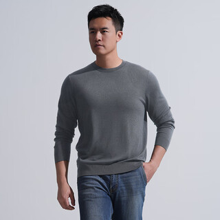 Longya yinzhi yunrong merino wool round neck/v neck/half turtleneck sweater autumn and winter men's casual top, dark gray (round neck) m 175/96a