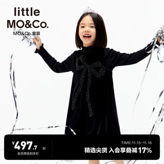 Little mo&co.little moco children's clothing 25 winter new style girls bow velvet dress sleeveless skirt black 160 160/76