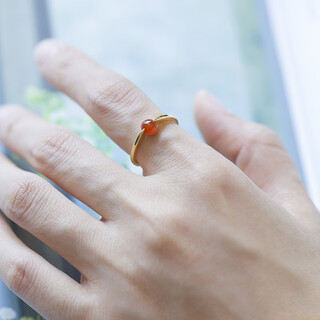 Yibiy manxu jewelry 18k gold ring niche simple light luxury versatile temperament girl high-end ring red jade