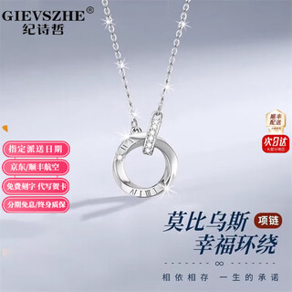 Ji shizhe platinum platinum pt950 necklace for women, practical chinese valentine's day birthday gift for girlfriend and wife. platinum model - platinum necklace + möbius strip pendant.