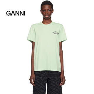 Ganni light luxury women's green world t-shirt aqua foam 20 | xxs