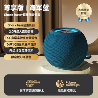 Stanisic德国柏林之声新款蓝牙音响高音质低音炮高颜值大音量HIFI高保真迷你音箱全景立体音效可插TF卡U盘 尊享版_海军蓝
