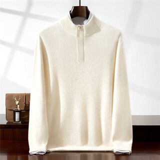 King deer 100% pure cashmere men's 2025 versatile fashion henley collar one-button half-open cashmere sweater 21 white-(2) s