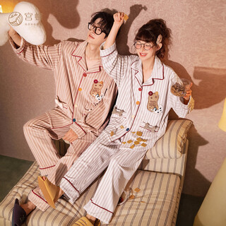 Gongdie thermal storage type new apple puppy autumn and winter couple pajamas women's thickened island velvet cartoon home clothes men's apple puppy warm velvet suit men's xl (recommended 120-140jin jin equals 0.5 kg)