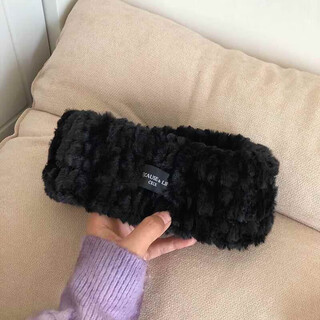 Menglisha winter confinement hairband women's new hair accessories thickened plush warm wide-brimmed hairband forehead protector hairband hairpin headdress patch hair band black trend warm 56-58cm
