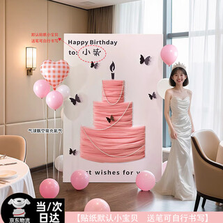 Liqing girl's coming of age ceremony 18th birthday scene decoration high-end mesh cake kt photo props background board next day delivery/mesh cake - extra large pink + balloon combination a (perishable items are not returnable)