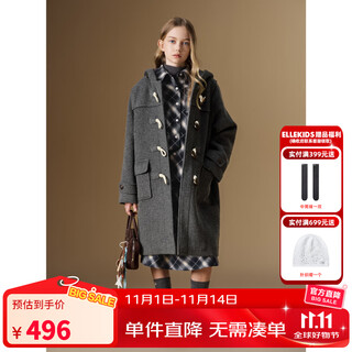 Elle kids children's clothing 50% woolen coat girls autumn and winter new french college mid-length warm coat gray 150