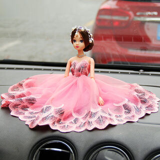 Litian car ornaments cute car wedding dress doll ornaments car interior decorations lace creative gift ornaments peacock pink