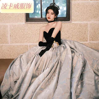 Lingka qi french black evening dress hepburn style high-end light luxury niche banquet adult dress skirt female toast dress black xs