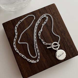 Zhou taisheng's design sense s925 sterling silver ot buckle round brand necklace 2022 trendy autumn and winter silver 925 silver 925 silver