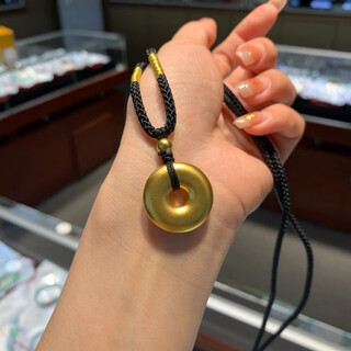 Caox gold-wrapped silver ancient safety buckle pendant for women circle sweater chain necklace pendant men's gift high-end classic ancient safety buckle pendant gold-wrapped and free rope