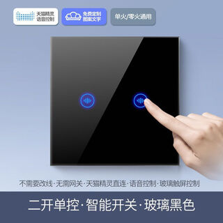 Smart switch tmall genie lamp home control panel touch screen mobile phone remote control voice 2 on black l1 smart switch