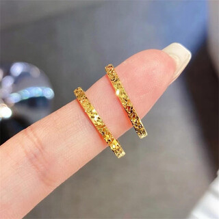 Only pair of light luxury explosive glittering crushed ice crushed gold ring for women 2025 internet celebrity starry sky glittering 18k gold ring ring crushed gold ring us size 6 2.5mm